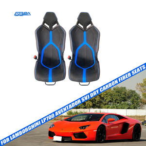 Asientos de fibra de carbono seca en negro y azul, color y material personalizados, para Lamborghini LP704 Aventador SVJ - Product Image 1