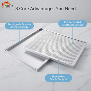 Plateau de cuisson <span class=keywords><strong>rectangulaire</strong></span> en aluminium perforé de qualité commerciale XL, argenté, 40x30cm, 60x40cm, résistant au four, écologique, pour <span class=keywords><strong>pâte</strong></span> <span class=keywords><strong>feuilletée</strong></span> - Product Image 3