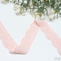 Dentelle élastique rose pâle de 3 cm de large, bordure étroite extensible pour lingerie, caraco, bralette, vêtements de nuit, décoration