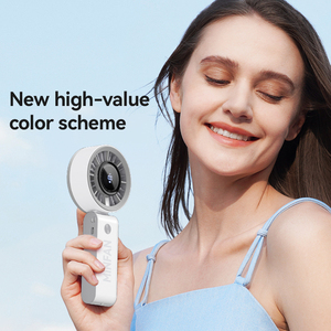 Ventilateur électrique blanc à main, boîte de couleur élégante, pas cher, petit ventilateur souffleur à batterie - Product Image 1