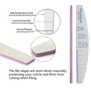 Hot bán hai mặt nửa-moon Nail tập tin với người cai trị quy mô có thể giặt công cụ làm móng tay cho tiệm làm bằng nhựa Emery miếng bọt biển chất liệu - Product Image 3