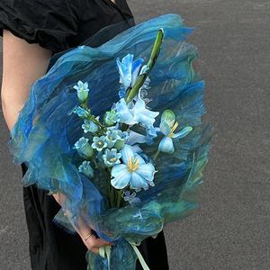 Papier d'emballage pour fleurs en tissu organza doux, tulle translucide, matériau de superposition pour bouquets, fournitures pour fleuristes, vente en gros - Product Image 5