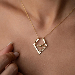 Collar de acero inoxidable pulido de alto brillo, antideslustre, moderno, con soporte para nombre DIY y soporte para anillo de boda en oro de 18k, regalo para <span class=keywords><strong>cirujano</strong></span> y enfermera - Product Image 2