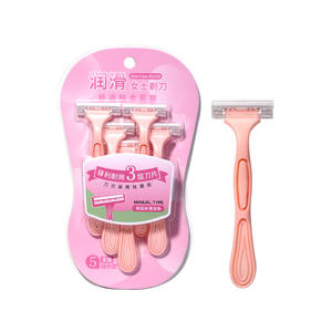 Maquinilla de afeitar manual Lmltop para mujer, paquete de 5, con tres cuchillas de acero inoxidable en forma de T para una piel suave - Product Image 1