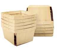 Een Liter Houten Bessenbroodmanden 5.75-Inch Vierkante Geventileerde Houten Kisten Voor Fruitplukopslag