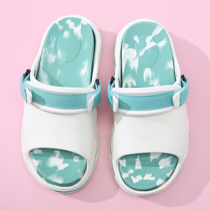 Zapatillas de verano con suela gruesa para mujer, de EVA, con una sola correa, transpirables, antideslizantes, con punta abierta, blancas y verdes, talla 36-41 - Product Image 4