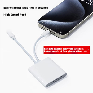 USB C + <span class=keywords><strong>IOS</strong></span> 2-in-1 thông minh đầu đọc thẻ Cáp tương thích với điện thoại Pad <span class=keywords><strong>Android</strong></span> xách tay SD TF Bộ nhớ đầu đọc thẻ Type-C giao diện - Product Image 4