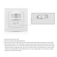 Interrupteur de capteur de mouvement infrarouge PIR intérieur UE/Royaume-Uni/Interrupteur de capteur de mouvement mural à lumière LED 220V