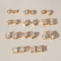 Anting-anting stud mini zircon mewah berbahan stainless steel, berlapis emas 18k PVD, untuk wanita