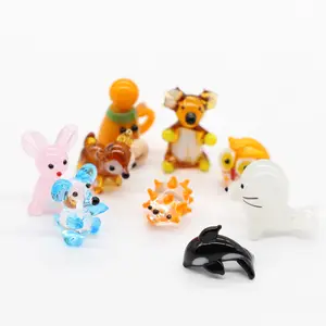 Artesanal de vidro mini pequeno animal estatuetas de vidro