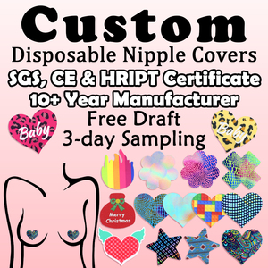 Cache-tétons adhésifs jetables personnalisés, confortables, à motifs fantaisie variés, pour poitrines sexy, pour fêtes et festivals - Product Image 1