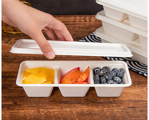 กล่องอาหารแบบใช้แล้วทิ้ง 3 ช่อง ทำจากชานอ้อย สำหรับใส่สลัด อาหารกลางวัน หรือเบนโตะ - Product Image 5