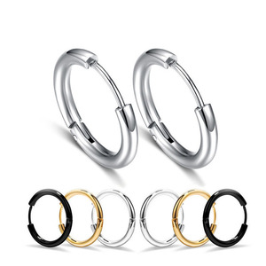 Boucles d'oreilles créoles ondulées uniques et <span class=keywords><strong>tendance</strong></span> en acier inoxydable pour hommes, style européen et américain, en stock - Product Image 2