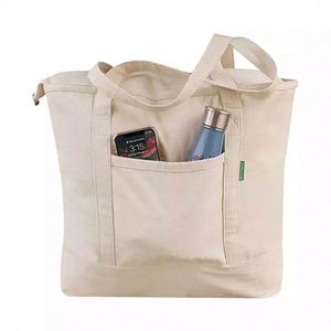 Bolsa de Tela Ecológica Reciclada Natural con Cremallera y Logotipo Personalizado, Impresión a Todo Color - Product Image 5