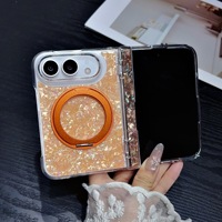 Coque de téléphone pliable pour iPhone Ultra, coque Apple 18 Fold Duo, texture brillante, charnière à ressort, support rotatif, anneau magnétique