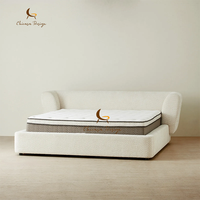 Lit plateforme King Size en velours blanc français avec rangement, ensemble de meubles de chambre à coucher, lit semi-double pour villa