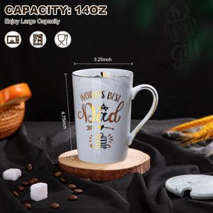 Fathers Day Birthday Gift World's Best Dad Funny Gold Print 14Oz Grey Marble Ceramic <strong>Mug</strong> Microwave Safe Break Resistant Lid - Product Image 2