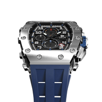 Reloj Mecánico Automático Cronógrafo de Alta Calidad, Estilo Tonneau, para Hombre, Deportivo, Elegante, de Marca, con Correa de Silicona, Seiko