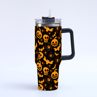 Vente en gros de gobelets à glace de grande taille de 40 oz avec design personnalisé pour Halloween et Noël, impression 3D créative, poignée, gobelets de voyage