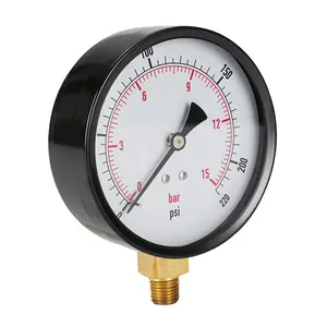 4.0'' Dial Size Pressure Range Black Steel Case 1/4"NPT Lower Mount Customized Manometer Pressure Gauge