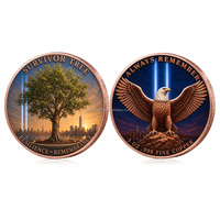 Pièce de monnaie commémorative personnalisée 1OZ .999 en cuivre fin, pièce de défi colorée en souvenir de 9/11