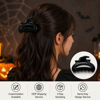 Pince à cheveux noire grande taille Halloween, motif citrouille et toile d'araignée, pour fête, vente en gros, pince à cheveux effrayante et festive pour femmes