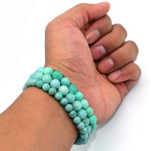 Braccialetto <span class=keywords><strong>amazzonite</strong></span> blu naturale <span class=keywords><strong>di</strong></span> alta qualità all'ingrosso 4/6/8/10/12mm per donna uomo - Product Image 3