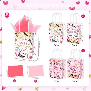 Paquete de 12 Bolsas de Regalo con Temática de Maquillaje para Fiestas Glamurosas, con <span class=keywords><strong>Papel</strong></span> de Seda, para Decoración de Fiestas de Cumpleaños y Spa para Niñas - Product Image 2