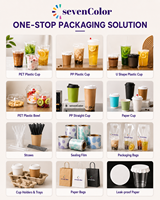 Gobelets en plastique PET jetables transparents de 98 mm avec couvercle, impression de logo personnalisée, pour café, boissons froides, thé au lait, soda, eau, emballage