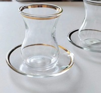Luxuriöse Individuelle Borosilikatglas Hitzebeständige 3oz/200mL Eierförmige Teetassen & Untertassen für Türkischen Kaffee