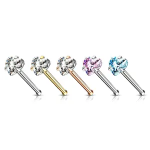 CZ Heart Nose Piercing Stainless Steel Nose Bone 20G Nose Body Jewelry