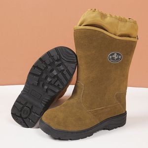 Botas de nieve marrones para hombre Mengxue, botas de trabajo de invierno con suela antideslizante y resistente al agua para uso en exteriores - Product Image 4