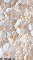 Panneaux décoratifs en rose blanche 3D personnalisés, salons d'hôtel, style moderne, feuille de marbre UV, panneaux muraux 5D en PET