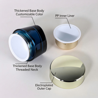 Pot en verre triangulaire haut de gamme de 100g avec pot intérieur en PP de 50g, double paroi, emballage cosmétique vide pour soins de la peau, logo personnalisé