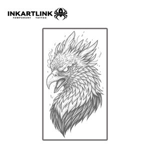 INKARTLINK Autocollant de tatouage Phoenix Aigle Mythique Oiseau de Feu Réaliste à base de plantes Semi-permanent 15 jours Art corporel Fournitures en gros - Product Image 4