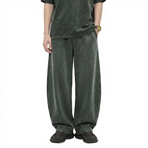 Pantalon décontracté pour <span class=keywords><strong>homme</strong></span> avec logo personnalisé, taille haute, coupe ample, <span class=keywords><strong>jambe</strong></span> large, fermeture élastique, en toile, <span class=keywords><strong>longueur</strong></span> longue - Product Image 1