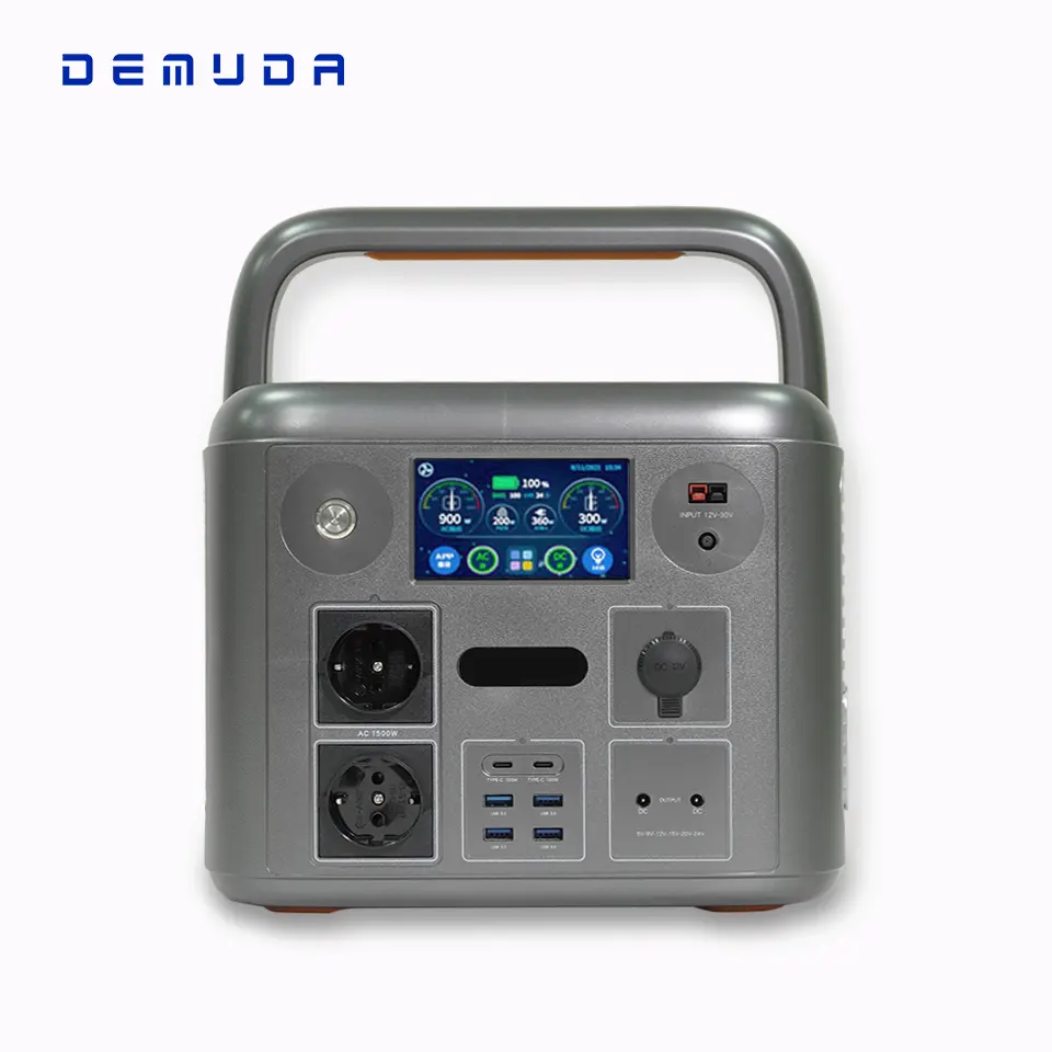 DEMUDA Lifepo4 batteria al litio UPS generatore Inverter sinusoidale stazioni elettriche centrale elettrica portatile da 1500w per campeggio all'aperto