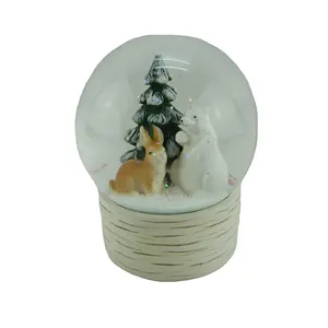 Ijsbeer & Bunny Sneeuwbol, Handgeschilderde Kerst Polyresin Waterbol Op Elk Formaat Kleurvorm Geschenk & Ambacht