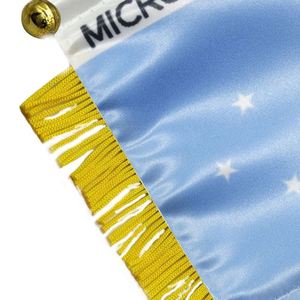 Bandera de satén personalizada de Micronesia para coche, mini bandera con borlas amarillas - Product Image 5