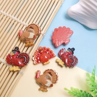 100Pcs Hiasan Resin Mini Bentuk Kalkun untuk Thanksgiving, Cabochon Datar untuk Pembuatan Perhiasan, Dekorasi Pesta Liburan DIY