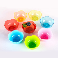 Bols à dessert jetables en plastique PS en forme de fleur de prunier, diamètre 66 mm, colorés, transparents, pour poudings et coupes à glace