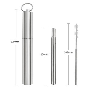 23cm pajita para beber <span class=keywords><strong>de</strong></span> acero inoxidable paja tazas vasos elástico idiota con cepillo paquete - Product Image 3