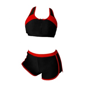 Ensemble de sport 2 pièces pour femme : maillot de bain, soutien-gorge court, débardeur et short – Idéal pour la natation, le surf, l'entraînement, le yoga - Product Image 4