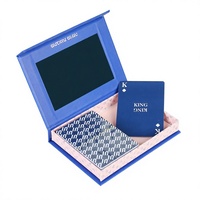 Jeu de cartes de luxe personnalisé avec boîte cadeau à couvercle miroir bleu, double jeu de cartes de poker