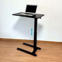 Table d'appoint ergonomique pour ordinateur portable, réglable en hauteur pneumatiquement, base en H, avec roulettes dissimulées, petite station de travail mobile pour canapé et lit