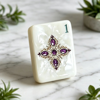 En stock : Ensemble de Mahjong américain portable en coquille de diamant et de perle, tuiles de Mahjong à manipuler à la main, de qualité supérieure, exquis, pour le divertissement et les loisirs