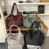 Sac fourre-tout à bandoulière pour femme en toile délavée, style décontracté, avec fermeture éclair, grande capacité, multifonction, patchwork contrastant