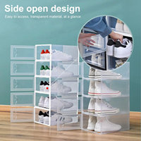 Boîte de rangement à chaussures empilable en plastique pour placard, organisateur pliable pour baskets, conteneur de rangement pour chaussures