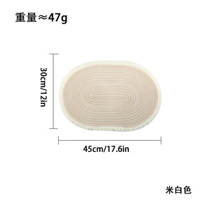 Mantel individual ovalado tejido estilo japonés con borlas, aislante del calor, de poliéster y algodón, para uso en la mesa de comedor. - Product Image 5