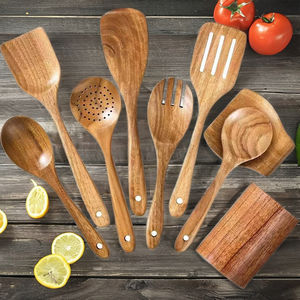 Juego de utensilios gourmet de madera Cucharas de teca y bambú ecológicas y antiadherentes para una experiencia de cocina efectiva - Product Image 5